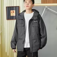 [3件8.5折144.4元,叠加优惠券]唐狮年秋季新款工装夹克外套男净色户外宽松休闲钓鱼男士外套