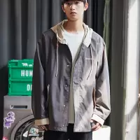[3件8.5折135.9元,叠加优惠券]唐狮年秋季新款外套男拼接连帽工装外套休闲男士运动休闲外套