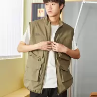 [3件8.5折118.9元,叠加优惠券]唐狮秋季新款工装马甲外套男多口袋工装风无袖马甲夹克外套潮