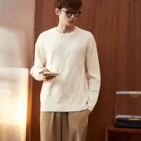 [8.5折价118.9元叠加优惠券]唐狮秋冬毛衣男新款肌理感菱形格几何设计感针织衫韩系毛衫潮