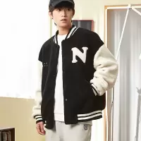 [3件8.5折254.9元,叠加优惠券]唐狮冬季新款棒球服男仿羊羔毛美式棒球服休闲棒球领外套男潮