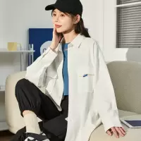 [1折价52.9元,叠加优惠券]唐狮春季新款工装衬衫女宽松休闲大口袋衬衣百搭外穿休闲外套