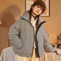 [1折价239.9元,叠加优惠券]唐狮冬季新款羽绒服女立领满身印设计感时尚潮流秋冬加厚防风外套