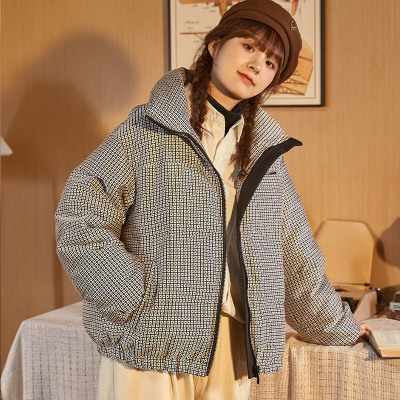 [1折价239.9元叠加优惠券]唐狮冬季新款羽绒服女立领满身印设计感时尚潮流秋冬加厚防风外套