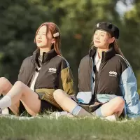 [3件8.5折288.9元,叠加优惠券]唐狮冬新款女立领学院织带拼接撞色小个子设计感短款羽绒服G