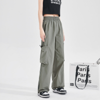 唐狮工装裤女美式复古宽松休闲裤秋季新款百搭降落伞阔腿长裤