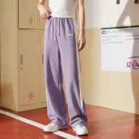 [3件8.5折110.4元,叠加优惠券]唐狮美式辣妹运动长裤子高腰显瘦学院风宽松阔腿裤新款女休闲裤A