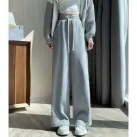 [1折价42.9元叠加优惠券]唐狮灰色卫裤女运动阔腿裤秋冬新款宽松百搭休闲直筒长裤女wp
