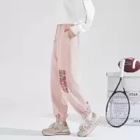 [3件8.5折118.9元,叠加优惠券]唐狮束脚运动裤女秋冬新款麂皮绒印花休闲长裤设计感小众裤子