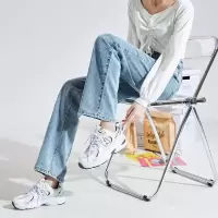 [3件8.5折101.9元,叠加优惠券]唐狮春季新款牛仔裤女高腰显瘦修身直筒百搭宽松阔腿拖地裤子女