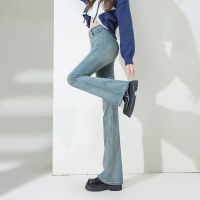 唐狮秋冬季新款牛仔裤女高腰显瘦微喇叭裤复古水洗潮流百搭W