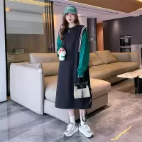 [2.5折价99.9元,叠加优惠券]唐狮黑色学院风连衣裙女春季穿搭女装拼接卫衣裙女春装新款裙子s