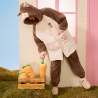 犬系女孩联名款唐狮新款睡衣女秋冬珊瑚绒加绒加厚家居服女