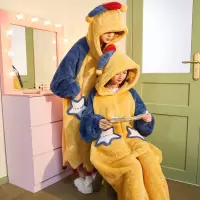 [3件8.5折169.9元,叠加优惠券]唐狮睡袍女秋冬款加厚加长珊瑚绒可爱小丑连体裤睡衣女外穿家居服