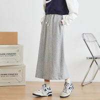 [2.5折价88元]唐狮秋季新款半身裙松紧腰开衩a字长裙运动感遮肉显瘦基础一步裙