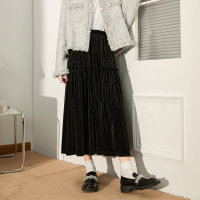 [2.5折价104元]唐狮半身裙女装秋季重工丝绒长裙优雅甜美蛋糕裙遮肉显瘦伞裙A