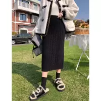 [3件8.5折76.4元,叠加优惠券]唐狮半身裙女装秋冬新款毛织裙直筒包臀长裙绞花设计感一步裙