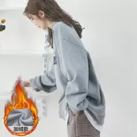 [3件8.5折76.4元,叠加优惠券]唐狮卫衣女加绒款新款韩版字母中领上衣休闲卫衣外套潮