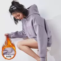 [1.5折价67元]唐狮连帽字母印花卫衣加绒卫衣女加厚韩版时尚森系百搭款潮