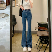 唐狮牛仔长裤女紧身微喇牛仔长裤紧身弹力显瘦牛仔喇叭裤高腰牛仔裤女