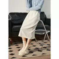 [3件8.5折76.4元,叠加优惠券]唐狮秋冬季半身裙女小众设计感纯色坑条半身长裙淑女气质