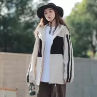 [1折价72.9元,叠加优惠券]唐狮春季外套女新款连帽拼接小众设计感宽松上衣韩系ins潮