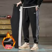 [3件8.5折67.9元,叠加优惠券]唐狮摇粒绒男裤侧边拼接束脚卫裤男裤秋冬季长裤休闲裤男加绒裤子男