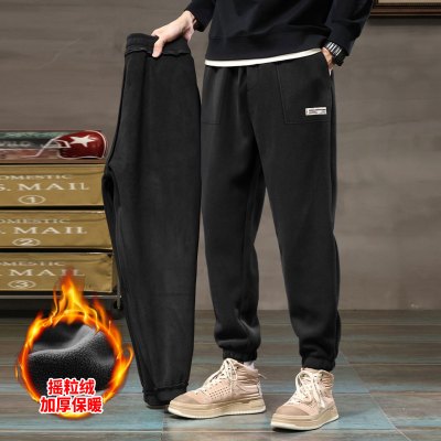 [3件8.5折76.4元,叠加优惠券]唐狮摇粒绒裤子男男裤秋冬季长裤卫裤男士裤子休闲裤男秋冬男士休闲裤