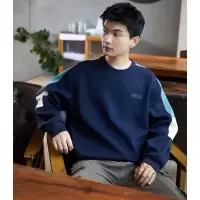 [1折价42.9元,叠加优惠券]唐狮卫衣男士秋装新款拼色圆领运动撞色宽松街头风秋装男卫衣长袖