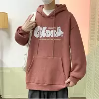 [3件8.5折109.7元,叠加优惠券]唐狮男生韩系运动休闲风连帽卫衣宽松长袖卫衣前胸艺术体字母印花卫衣
