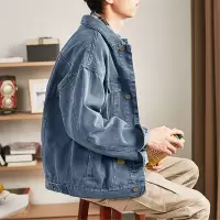 [3件8.5折135.9元,叠加优惠券]唐狮牛仔衣外套男小标细节牛仔外套牛仔外套男秋季外套男秋季牛仔外套