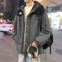 [3件8.5折220.9元,叠加优惠券]唐狮棉服棉衣外套男夹棉外套男连帽上下撞色胸前织带小细节工装棉衣