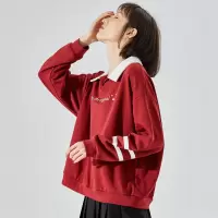 [3件8.5折65.5元,叠加优惠券]唐狮年春季新款POLO领卫衣百搭休闲复古潮宽松韩版