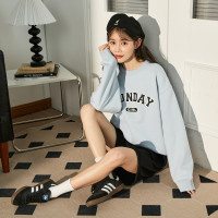 唐狮春季新新款卫衣女圆领学院风字母简约设计休闲时尚运动潮