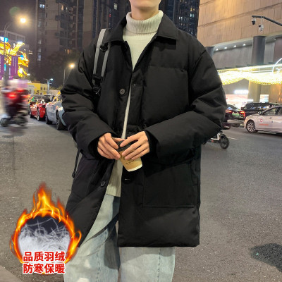 [3件8.5折424.9元,叠加优惠券]唐狮男士羽绒服新款中长款男衬衫领中长款羽绒服中长羽绒服