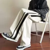 [3件8.5折84.9元,叠加优惠券]唐狮休闲裤男裤子男侧边拼接宽松直筒休闲长裤宽松休闲裤男休闲裤男