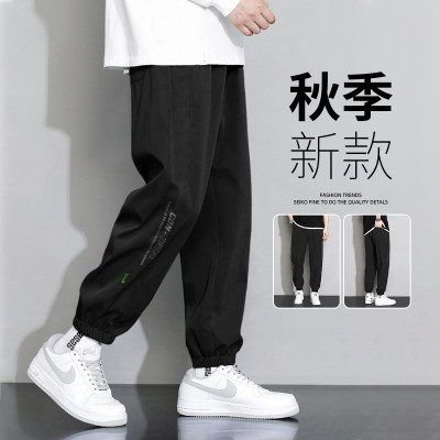 [3件8.5折67.9元,叠加优惠券]唐狮男装裤子休闲裤文字印花束脚休闲长裤裤子男休闲裤男士休闲裤