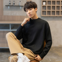 唐狮秋冬新款内搭半高领毛衣男纯色宽松休闲套头打底衫舒适百搭秋