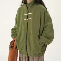 [3件8.5折101.9元,叠加优惠券]唐狮秋冬新款女立领加绒加厚牛角扣外套百搭减龄高级感韩版