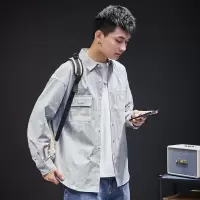 [1折价36.9元,叠加优惠券]唐狮衬衫男长袖撞色小细节长袖衬衫秋装年新款男男士衬衫