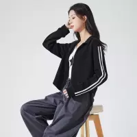 [1折价42.9元叠加优惠券]唐狮秋冬新款女立领侧边条卫衣外套百搭时尚朝里气质韩系别致