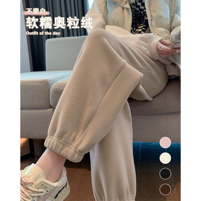 [2.5折价62元]唐狮秋冬季休闲束脚裤女加厚束脚哈伦萝卜休闲奥利绒卫裤保暖长裤女