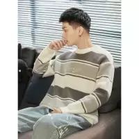 [3件8.5折93.4元,叠加优惠券]唐狮毛衣男秋冬文字条纹毛线衫秋季毛衣男士毛衣冬季新款