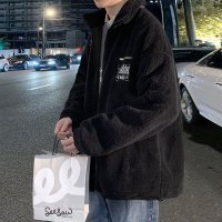 [2.5折价152元]唐狮男装秋冬外套男士外套秋冬仿羊羔绒外套男男立领织标细节羔毛外套