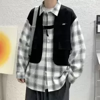 [3件8.5折135.2元,叠加优惠券]唐狮男士衬衣衬衫男时尚翻领格子衬衣衬衫男长袖男士衬衫衬衣男男装