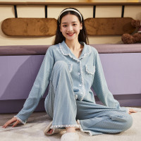 [2.5折价113元]唐狮春秋季款女蕾丝甜美可爱睡衣长袖开衫家居服女士睡衣秋季可外穿