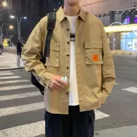 [3件8.5折101.9元,叠加优惠券]唐狮衬衫男长袖衬衫衬衣男士衬衫男翻领左胸贴标长袖衬衫