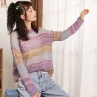 [3件8.5折118.2元,叠加优惠券]唐狮女彩色花纱圆领毛衫