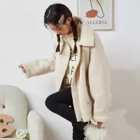 [3件8.5折169.9元,叠加优惠券]唐狮外套女麂皮绒复合仿羊羔毛翻领外套设计感百搭上衣
