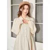 [3件8.5折118.9元,叠加优惠券]唐狮秋冬新款女翻领长袖衬衫连衣裙百搭韩版减龄高级感时髦潮